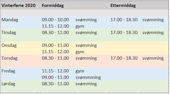 Trening i vinterferien 2020 - her er timeplanen